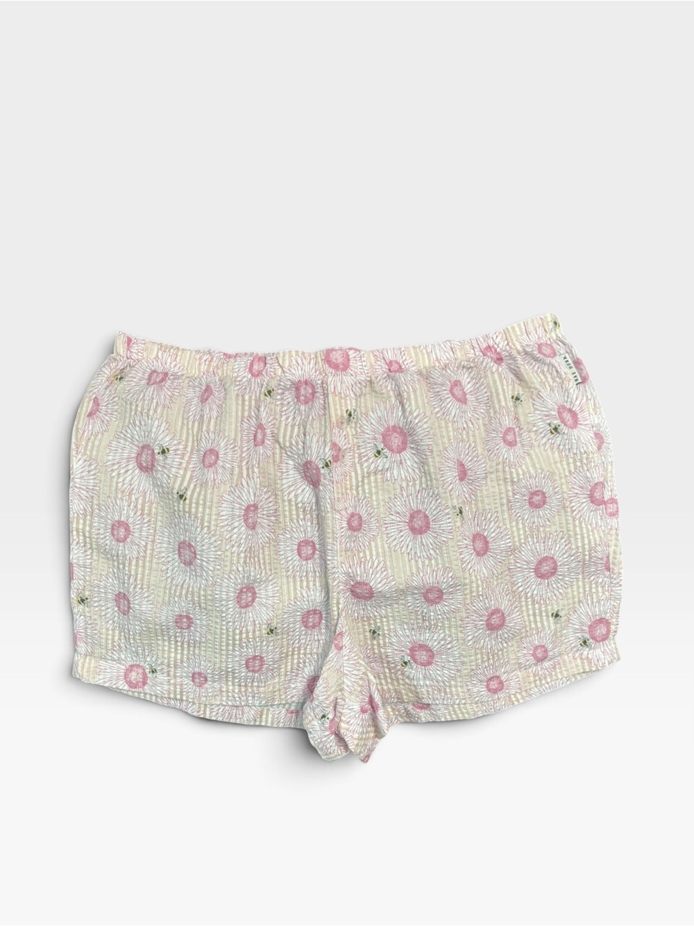 Rae Dunn Pink Floral Elastic Waist Sleep Shorts on Cream Base- XL